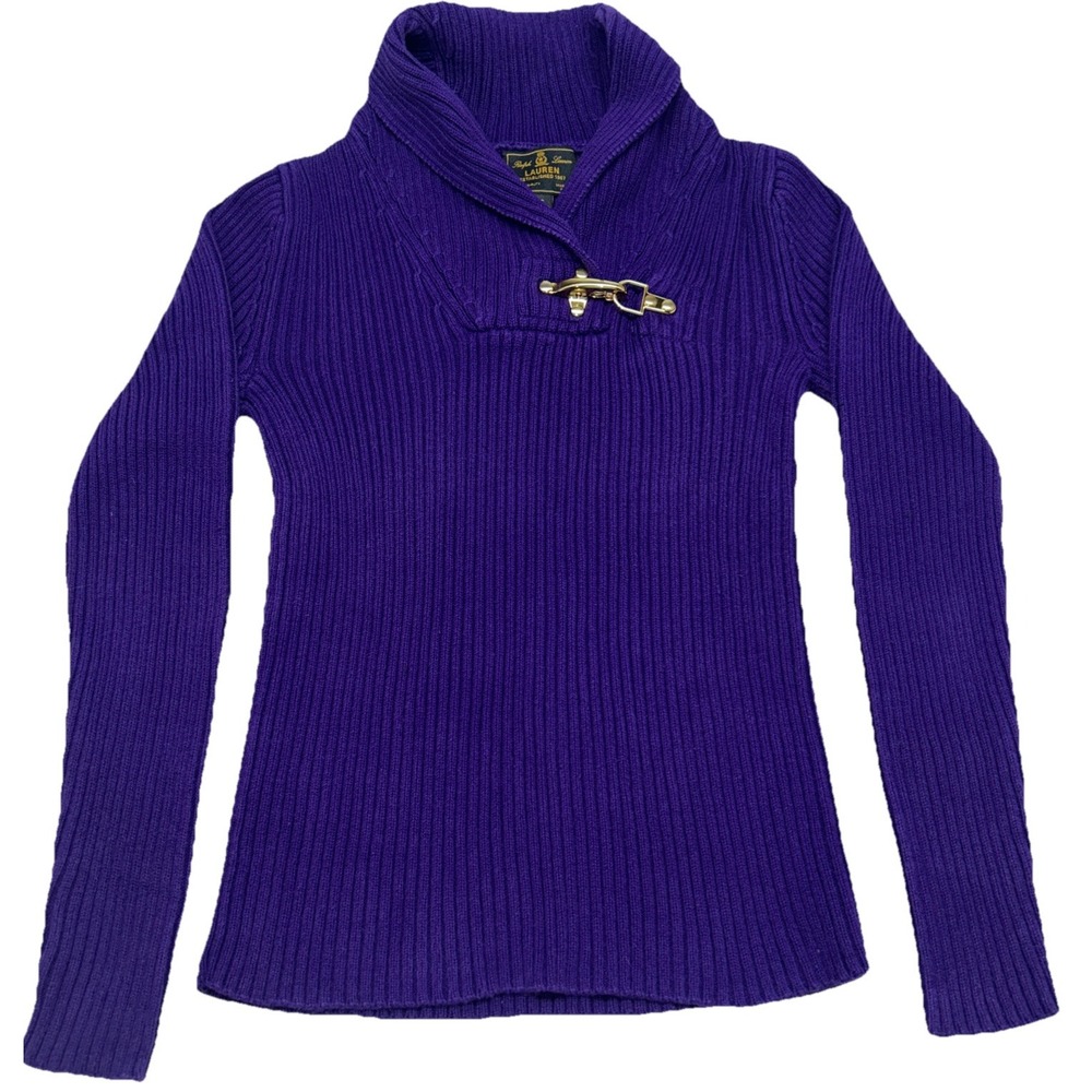 Lauren‎ Ralph Lauren Black Label Crown Line Women XSmall Sweater Ribbed Collared